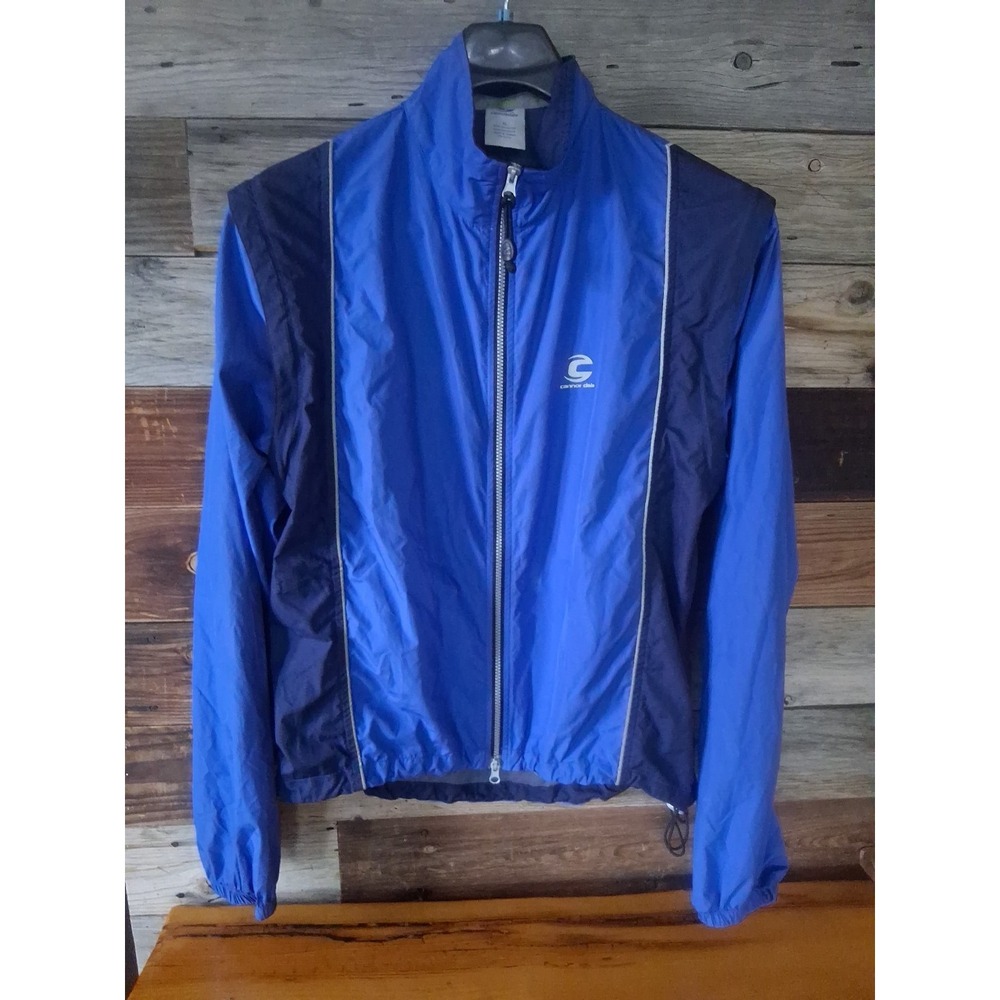 Cannondale Cycling Jacket Mens XL Blue Black Convertible Vest Zip Off Sleeves